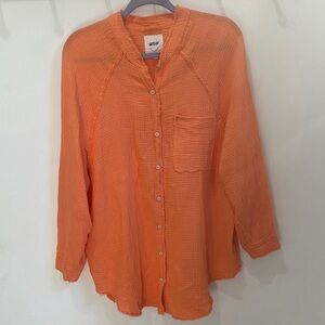 Aerie Vibrant Orange Button-Down Shirt